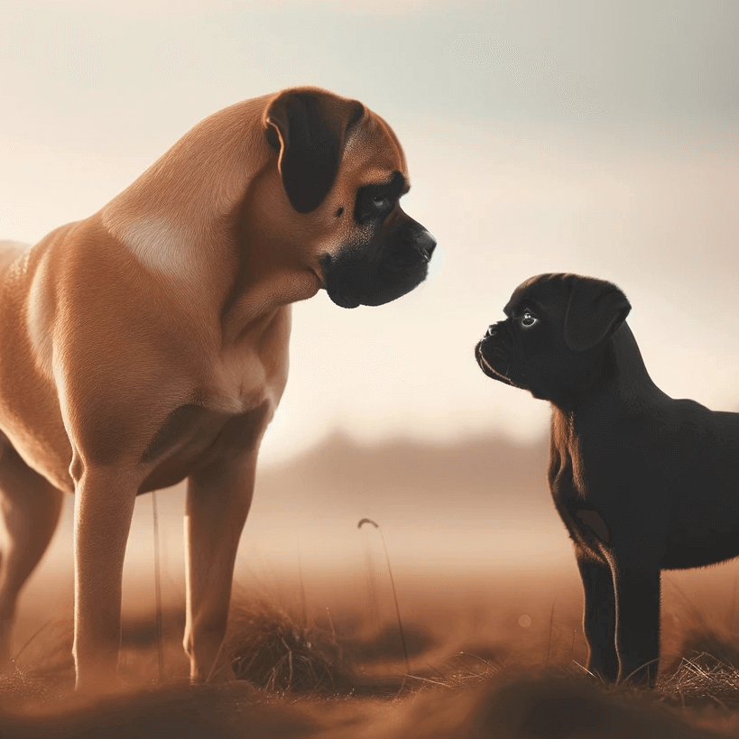 Male and a female Pugador sizing each other up