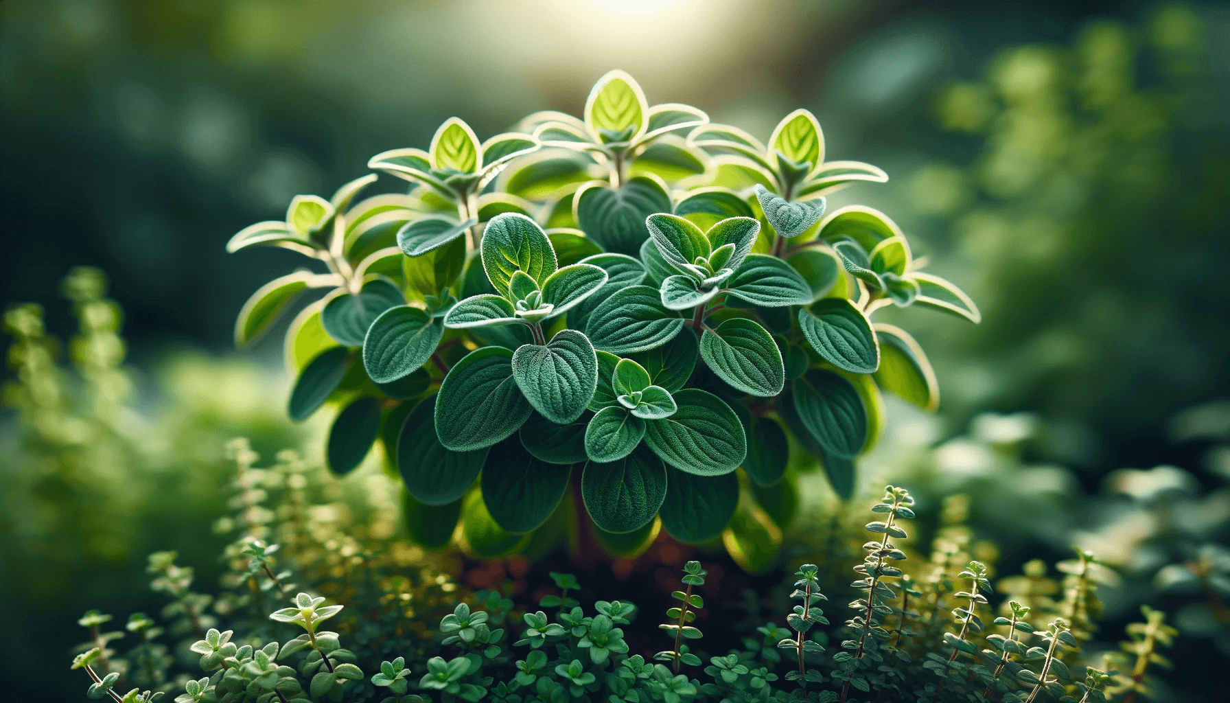 Oregano plant with vibrant green leaves