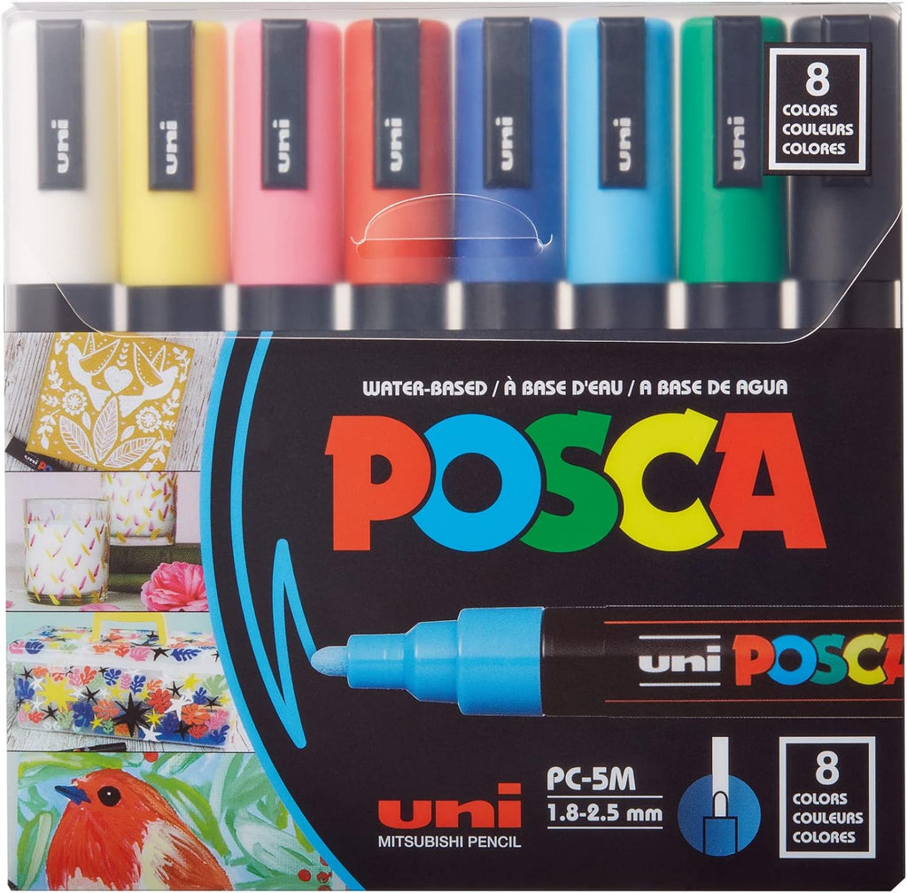 Get uni-Posca Paint Marker Pen - Extra Fine Point - Set of 8 (Pc-1M8C)  Delivered