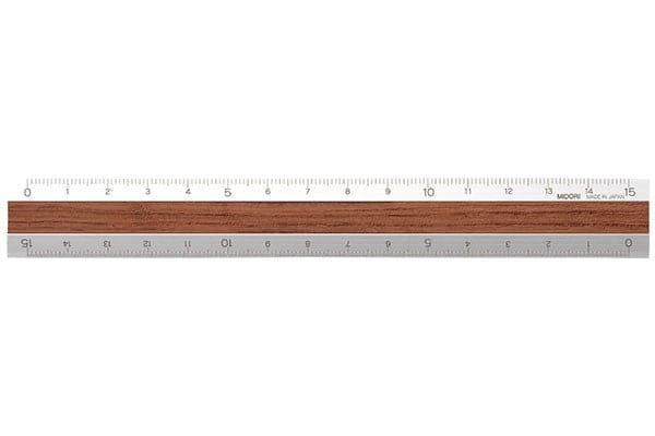 Aluminum & Wood Ruler 15cm Dark Brown / Midori – bungu