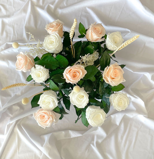 Red and White Eternal Rose Bouquet, Forever Flower Bouquet