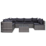 GrandHome 8 Piece Garden Lounge Set with Cushions Poly Rattan Gray
