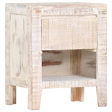 GrandHome Bedside Cabinet White 15.7"x11.8"x19.6" Solid Acacia Wood