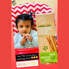 Early Foods - Whole Wheat Ajwain Jaggery Teething Sticks - Baby/Kids - Healthy Ragi Snacks