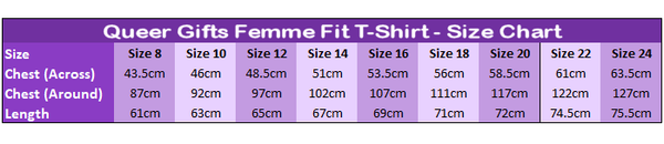 Ladies T-Shirt Size Chart