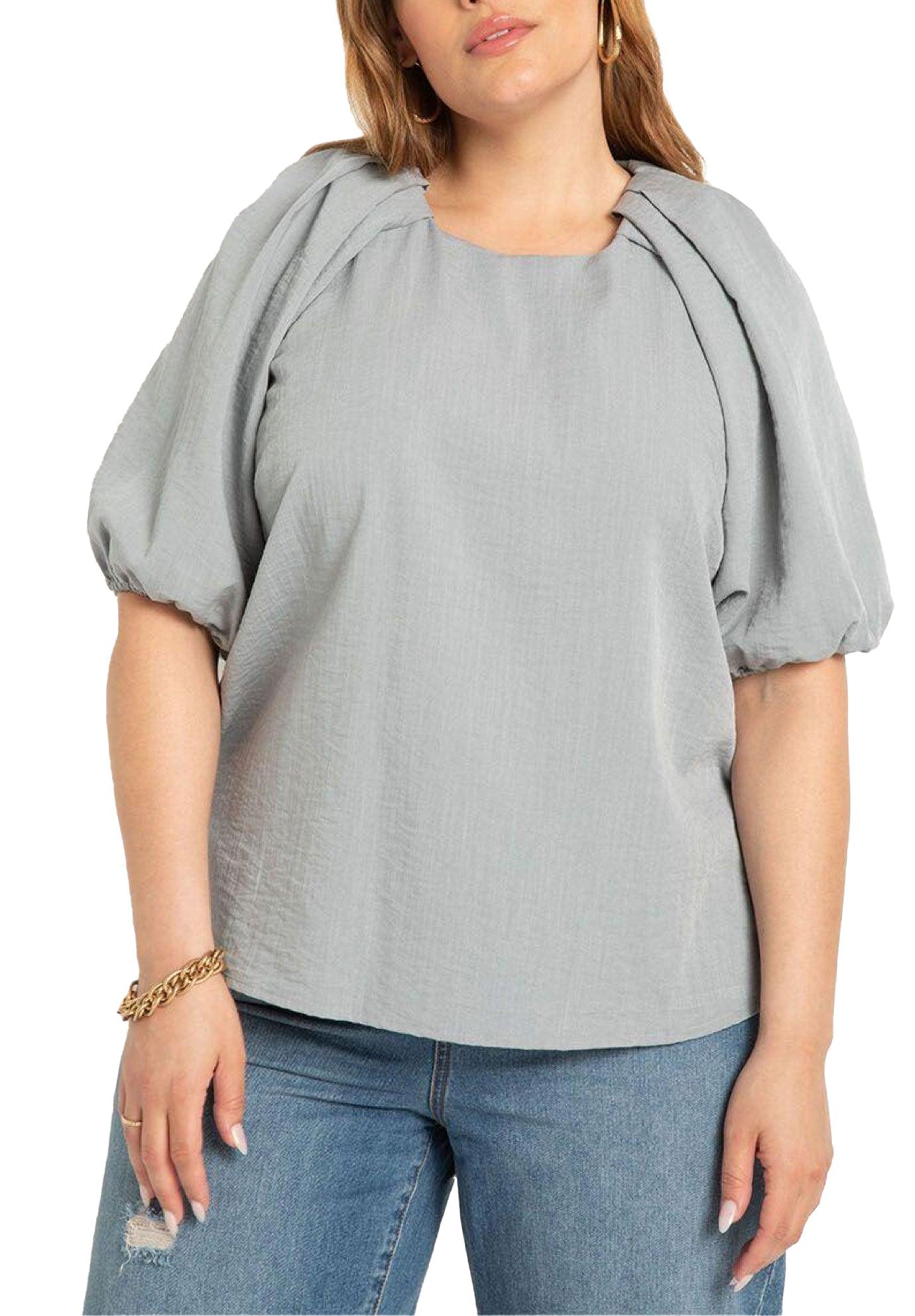 Puff Sleeve Textured Rayon Top