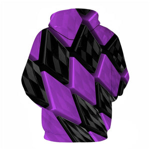 3D Graphic Printed Hoodies Purple And Black