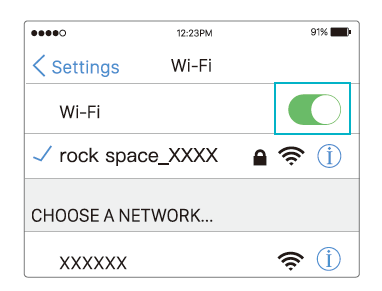 connect to the SSID, rock space_xxxx