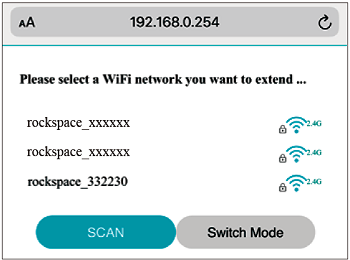 Please select a WiFi network you want to extend