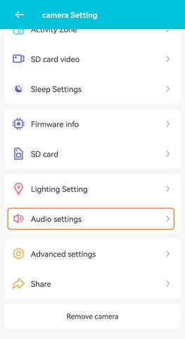 Camera setting > Audio settings