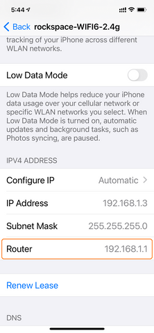 router's IP address on iPhone