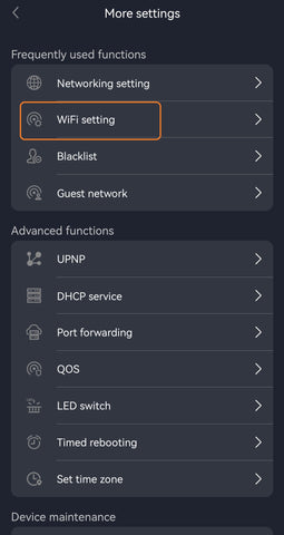 More Settings > WiFi setting