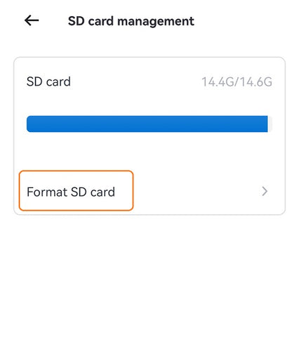 Format SD card > SD card management