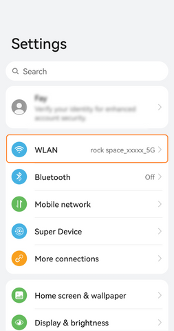 WLAN > Settings on Android