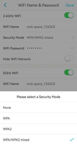 Please select a Security Mode