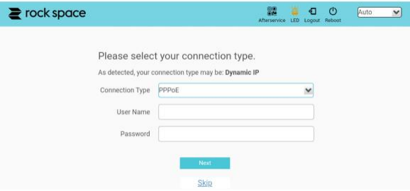 please select your connection type, PPPoE