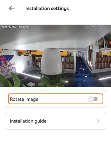 Installation settings > Rotate image