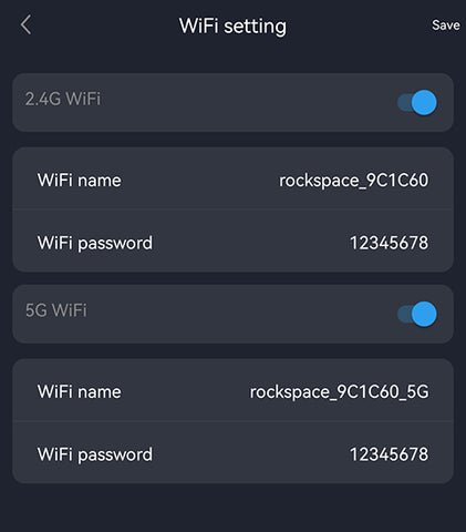 WiFi setting > WiFi name and password