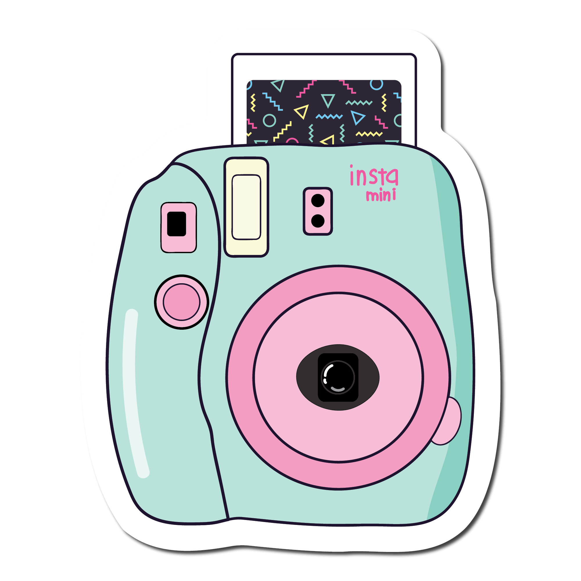 Retro Instant Camera Drawing. Cute White Mini Photo Camera Doodle, Vector  Illustration Stock Vector - Illustration of fashion, retro: 161861844