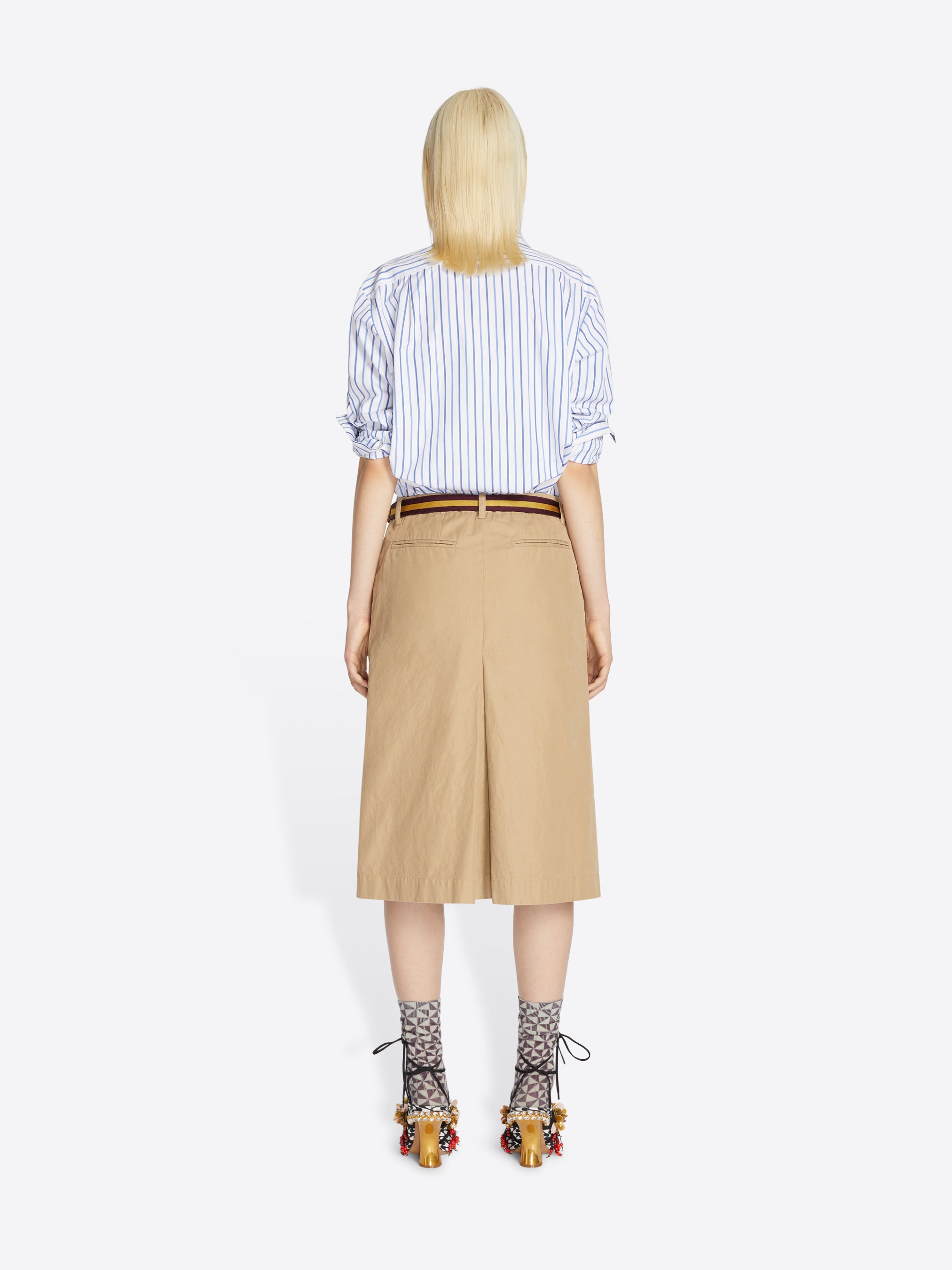 Belted chino skirt