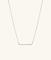 Linear Diamond Necklace, 14k gold bar pendant adorned with aligned diamonds on a silver chain. Minimalistic, bold, handcrafted with responsibly sourced diamonds for a standout look.