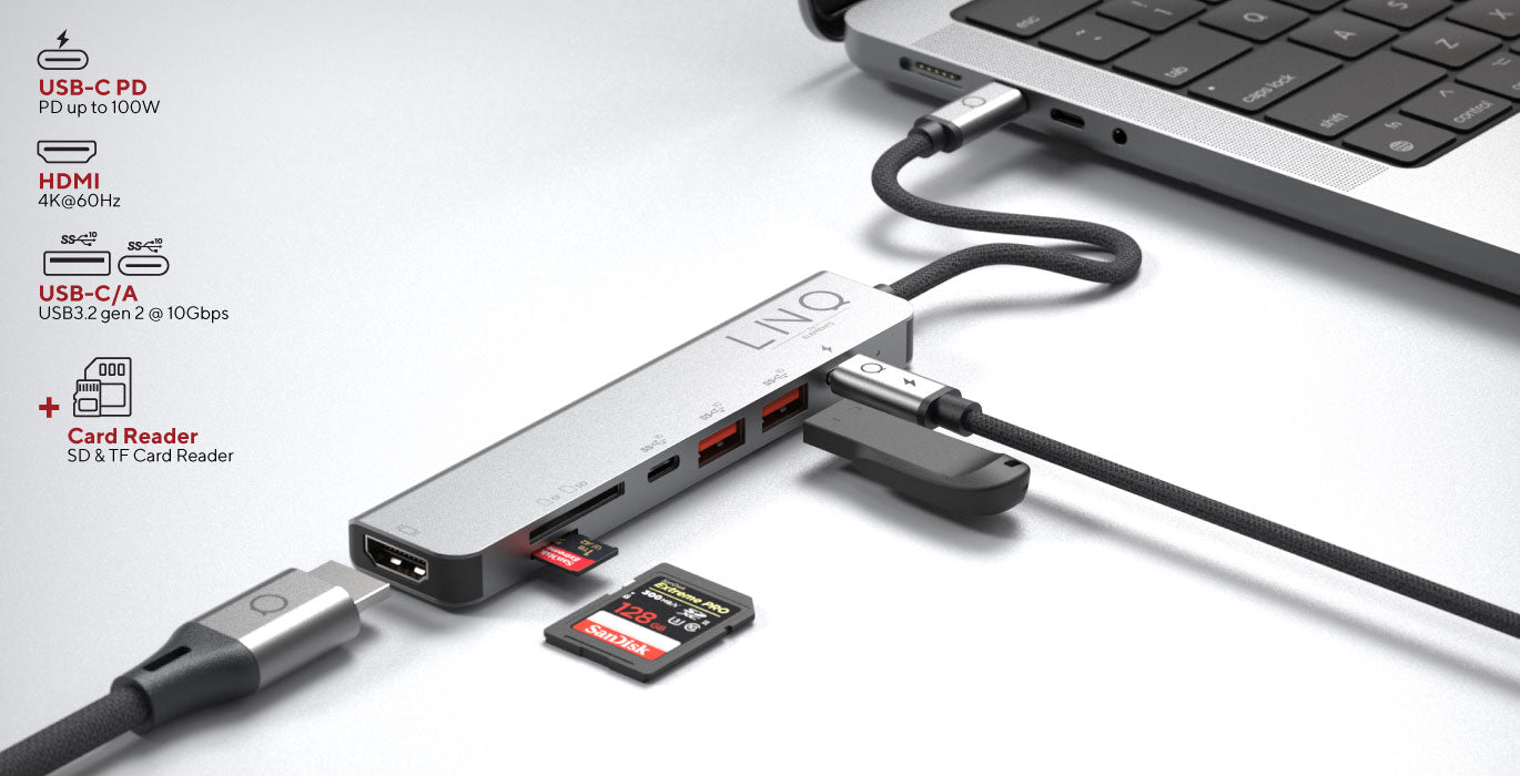 USB-C 7in1 MultiHub with 65W PD, Silver – ProXtend