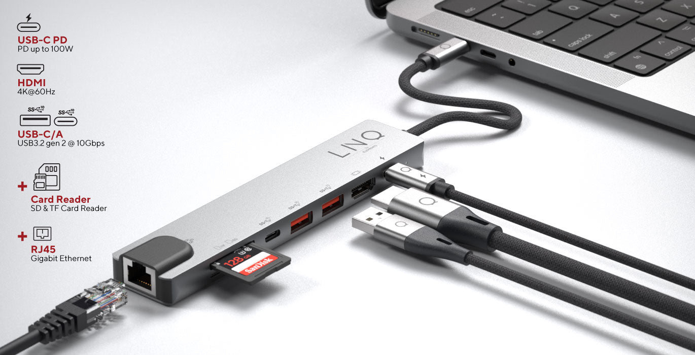 Hub USB-C 3 Ports USB et 1 Port Gigabit Ethernet RJ45 - 2 Ports USB-A, 1  Port USB-C - HUB Adaptateur SuperSpeed Type C USB 3.2 Gen 2 (10Gbps) 