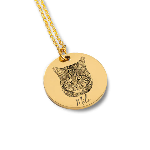 collier chat personnalise pendentif or jaune