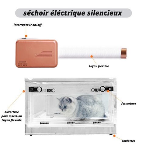 cabine séchage chat transparent pliable