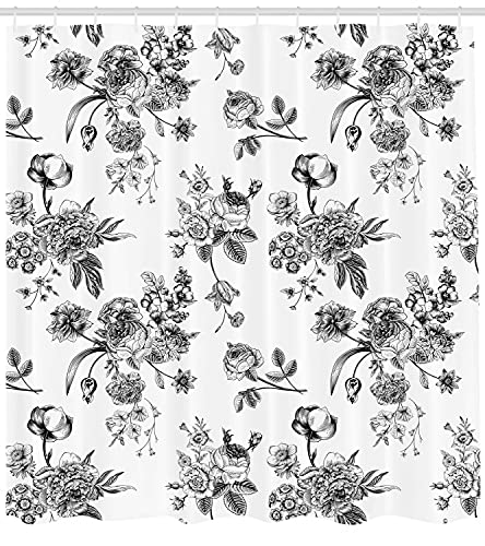 black and white vintage floral fabric