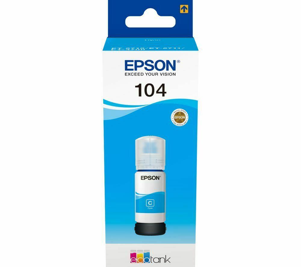 2 Pack EPSON 104 Cyan Ecotank Ink Bottle