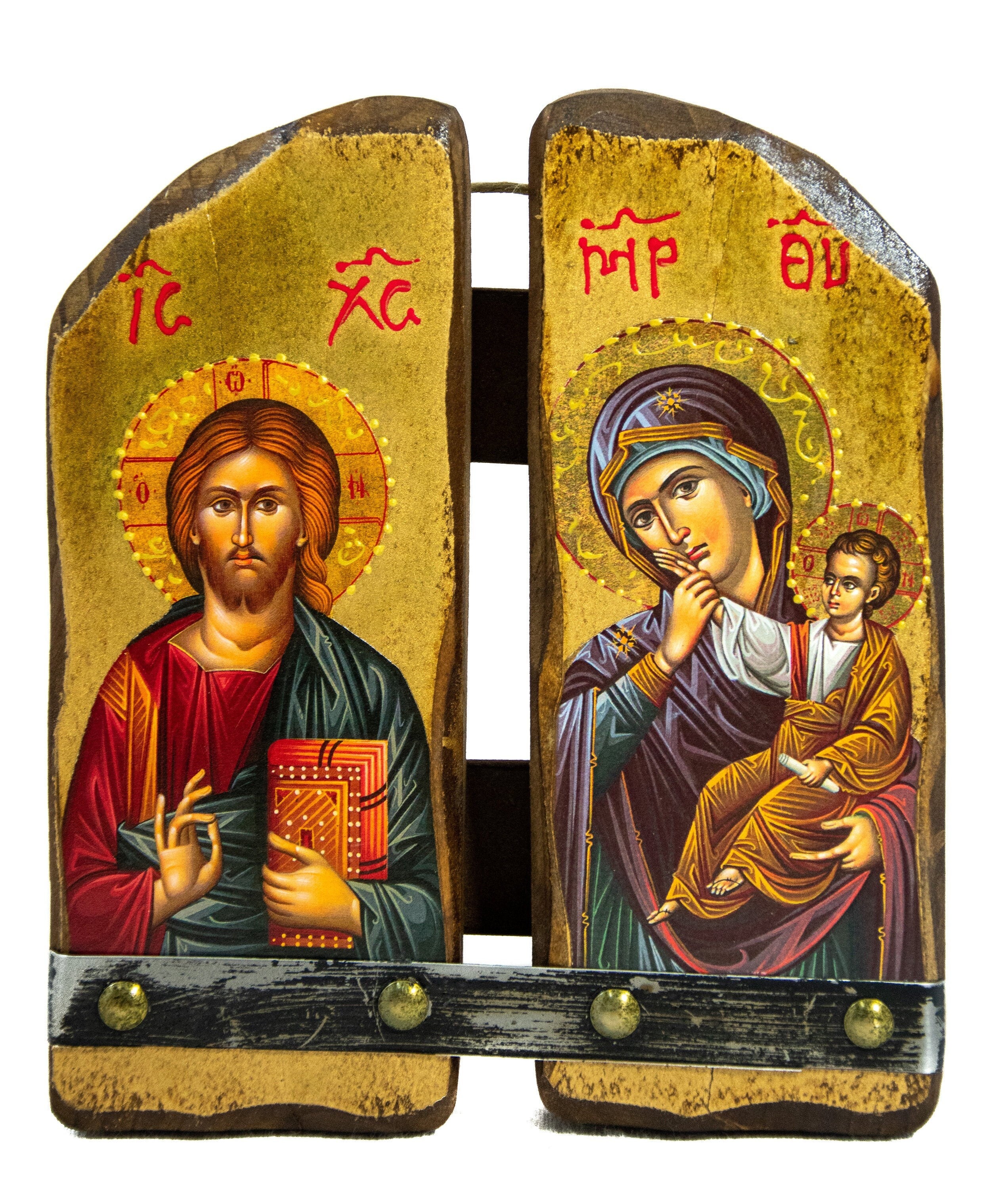 Virgin Mary & Jesus Christ icon , Handmade Greek Orthodox Icon