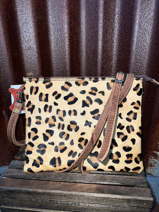 Genuine Leather Leopard Print Clutch