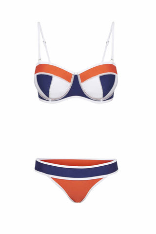 duskii underwire splash bikini navy, tangerine and white