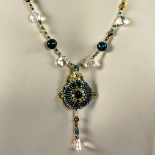 Citrine & Nephrite Jade Beaded Mandala Necklace - Designs by Tina Louise
