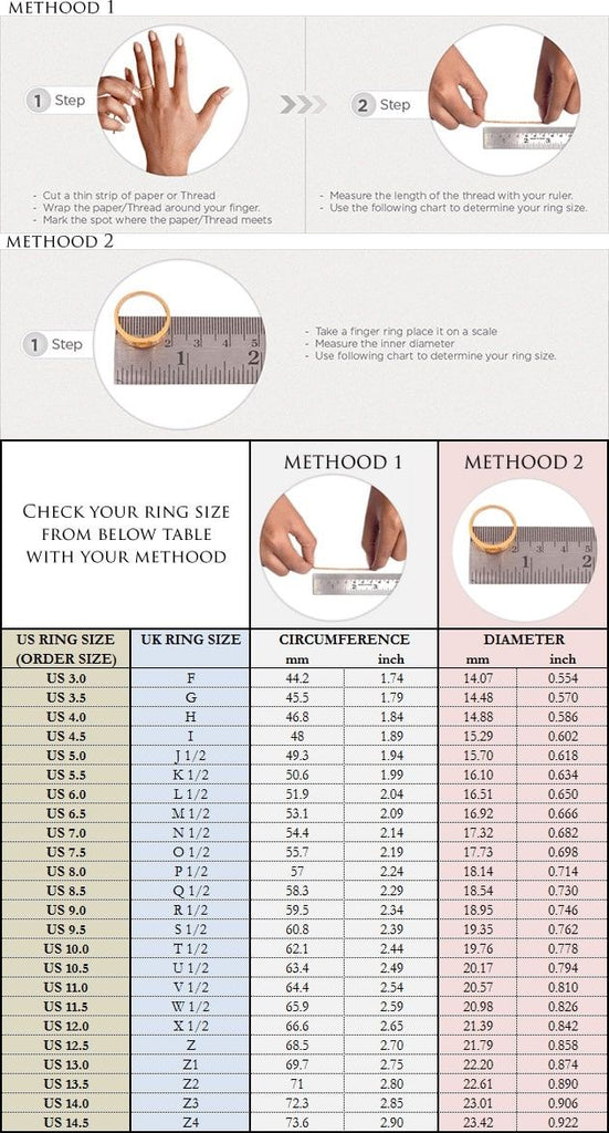 Use Ring Size Chart To Get the Right Size For Ring - Zehrai