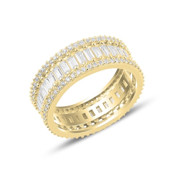 0.33ct Baguette & Brilliant Cut Diamond Half Eternity Ring 18ct White Gold