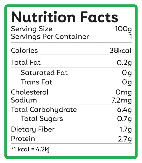 Nutritional Chart for Taleii's CAULIFLOWER • TURNIP • LENTIL  Blend