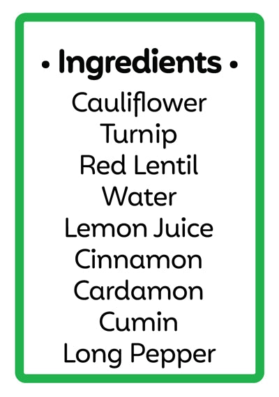 Ingredient List for Taleii's CAULIFLOWER • TURNIP • LENTIL Blend