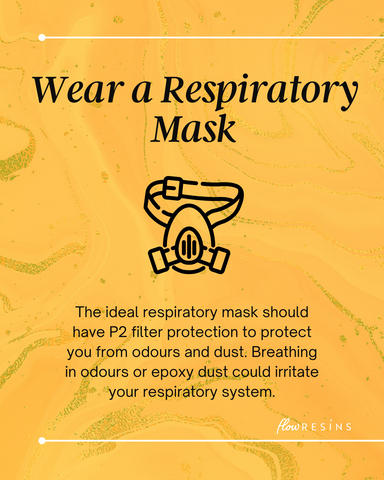 The ideal respiratory mask should have P2 filter protection to protect you from odours and dust. Breathing in odours or epoxy dust could irritate your respiratory system.