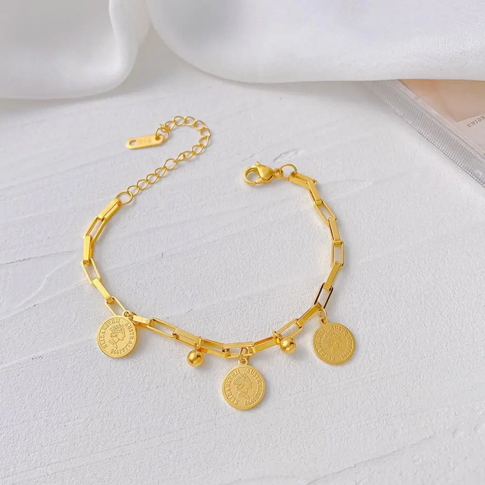 Gold Plated Round Card Bracelet
