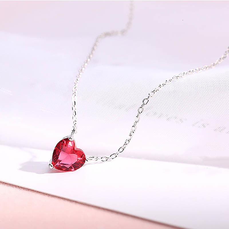 Heart Shape Ruby Gemstones Necklace