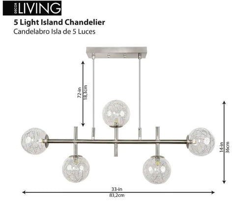 Decor living 5 light linear kitchen or dining room light