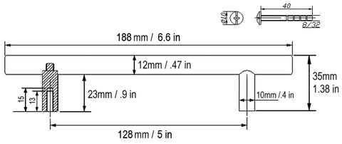 5 inch cabinet bar pull dimensions