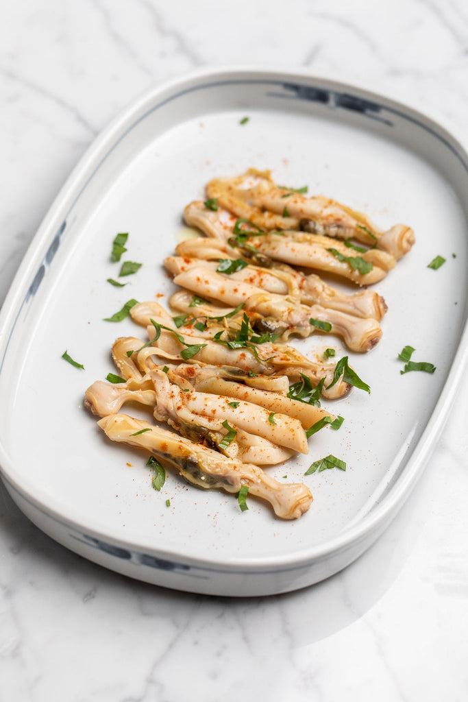 tinned razor clams with garlic and parsley