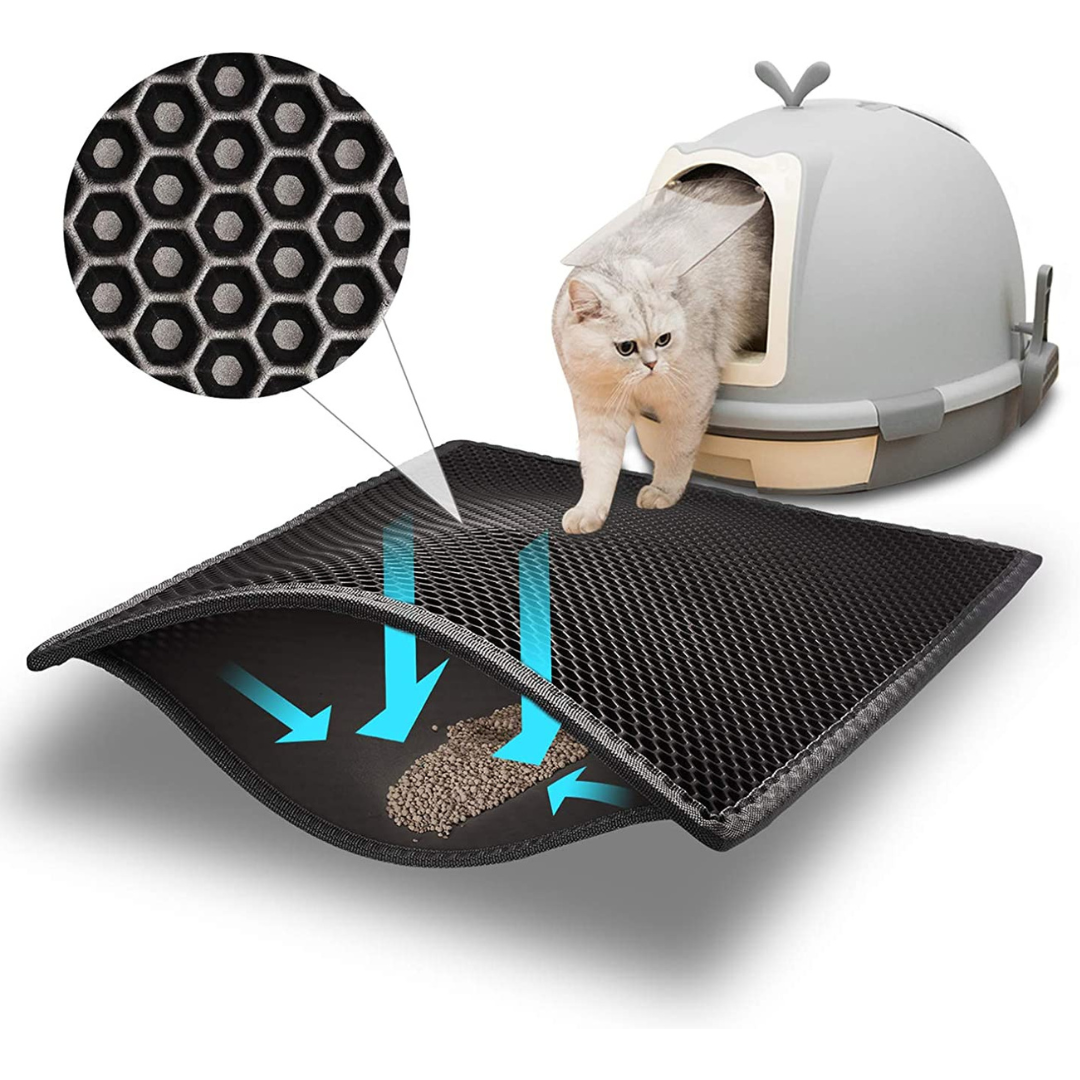 Double Layer Cat Litter Mat - Traps Litter And Prevents Tracking