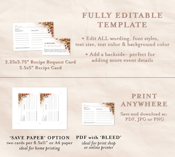 Recipe Card Printable  The Digital Download Shop