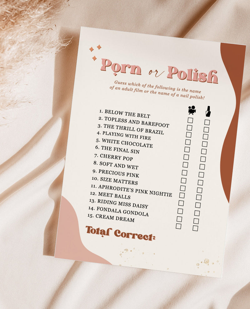800px x 990px - Porn Or Polish Bachelorette Game | Retro Bachelorette Party â€“ Wild Bloom  Design Studio