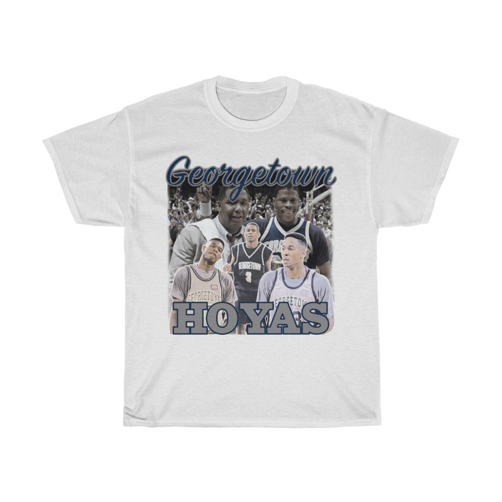 Georgetown Hoyas Air Jordan 1 85 Allen Iverson Thompson Ewing Morning Mutombo 80s/90s Bootleg Unisex Heavy Cotton Tee - Vintage Bootleg