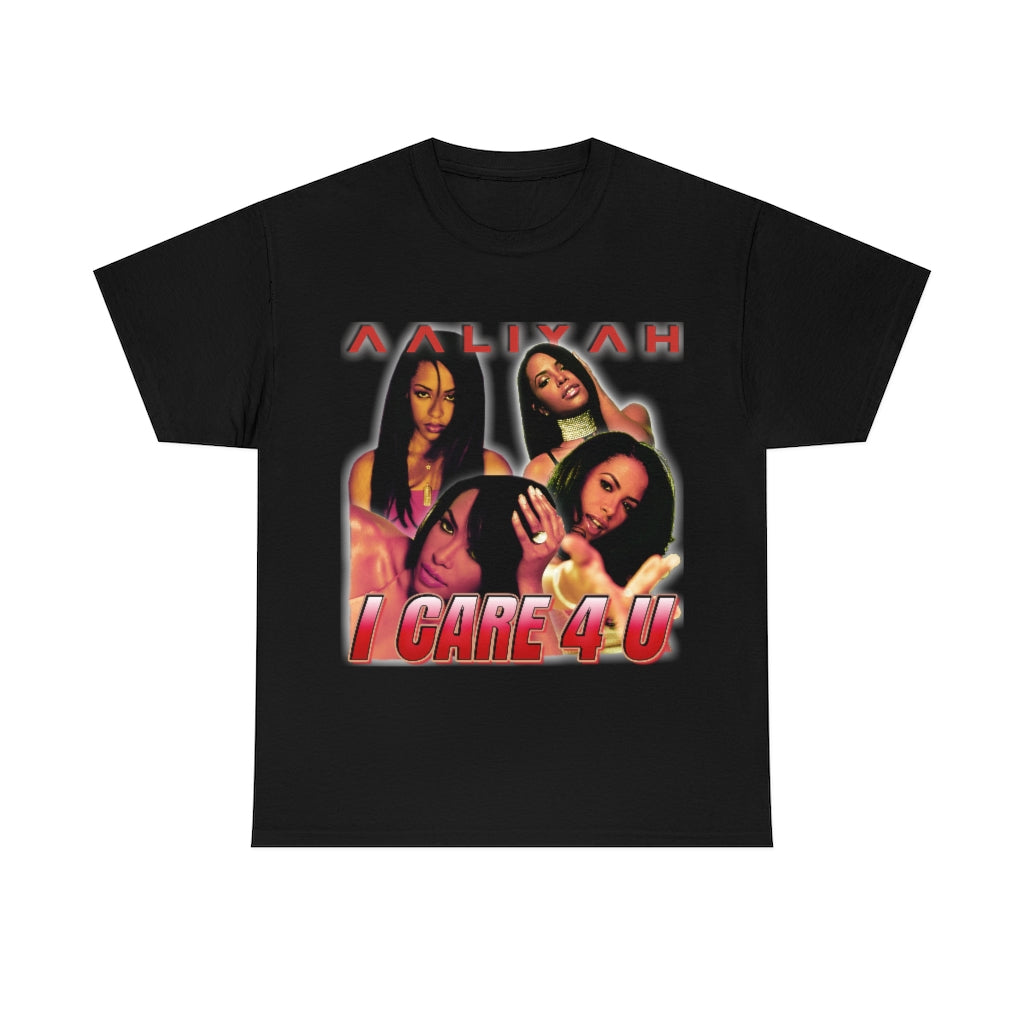 Aaliyah I Care 4 U R&B Legend 90s 2000s Graphic Unisex Heavy Cotton Tee